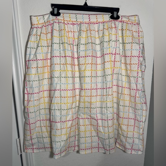 ModCloth NWT Creative Direction Rainbow Plaid A-Line Linen Skirt Womens Size 16 - Picture 7 of 10